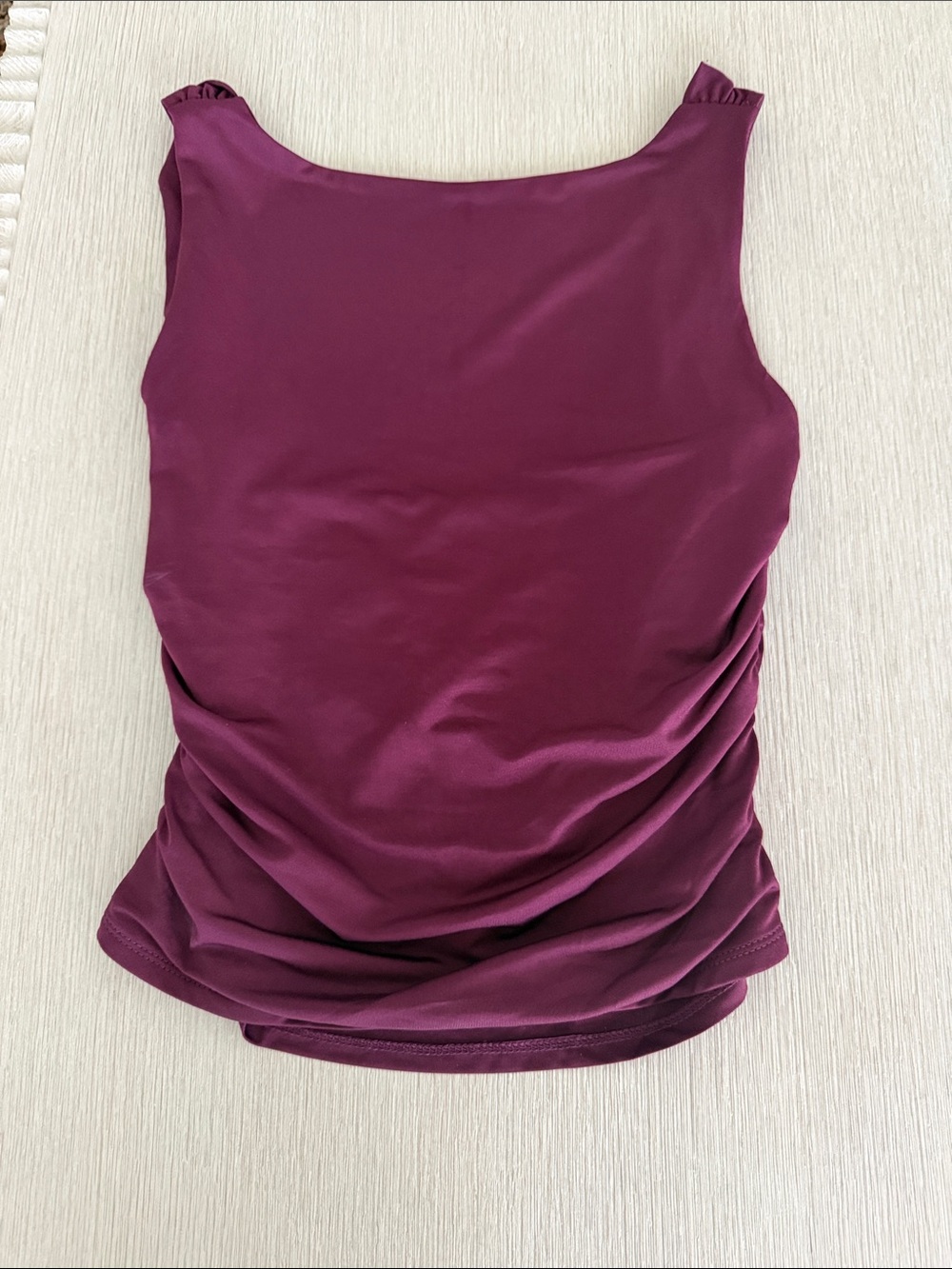 Sleeveless Ruched Tank Top in Plum